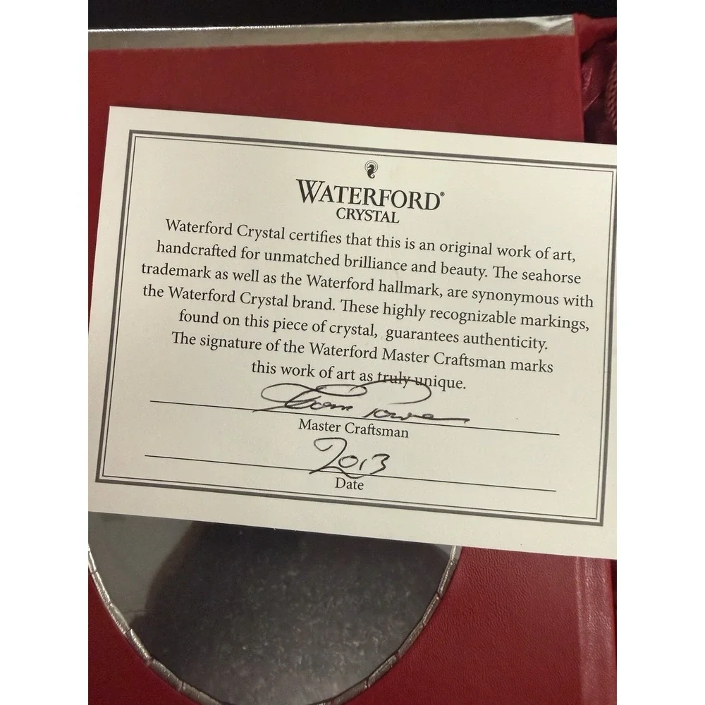 WATERFORD Crystal 2013 Christmas Wonders Boy on Sled with Puppy Ornament NIB